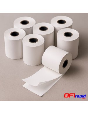 Rollo papel TPV duplicado blanco 75×65 mm